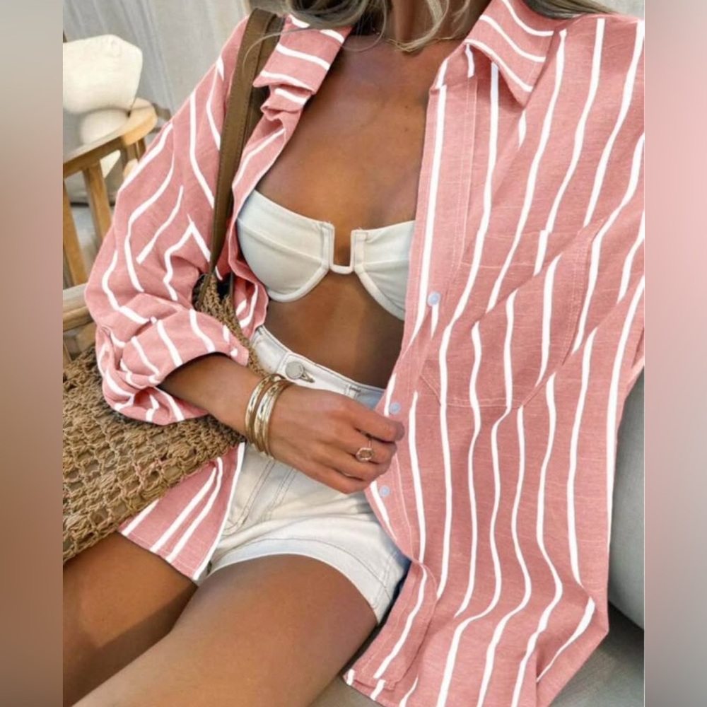 Striped button down SHEIN